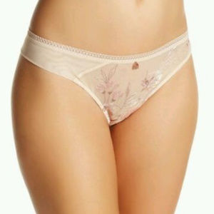 WACOAL SERENITY THONG PANTY SHEER BLUSH XL NWOT